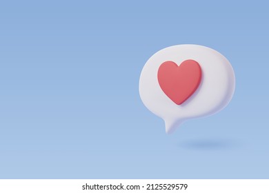 Red Heart in Speech Bubble. Vector talking box, online chatting, Message dialog balloon, EPS 10 vector