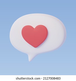 Red Heart in Speech Bubble. Vector talking box, online chatting, Message dialog balloon, EPS 10 vector