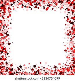 Red heart square frame with space for text. Background for Weddings or Mother's Day. Vector illustration
