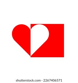 A red heart with a red square shape icon