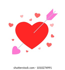 Red Heart Stabbed with pink arrow