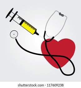 Red heart and a stethoscope