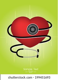 Red heart and a stethoscope