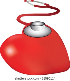 Red heart with stethoscope