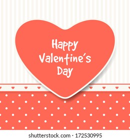 Red heart. Sticker with shadow. Valentine's day. Vector cute card