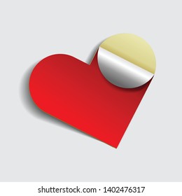 Red heart sticker vector illustration.