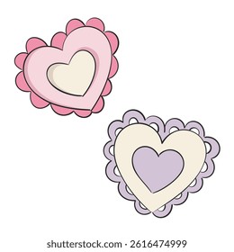 Red heart with string isolated on white background. Vector Cute Pastel Girlish Heart.