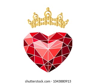Red heart. A heart in the style of low poly.