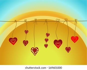 red heart with the sun in the sky