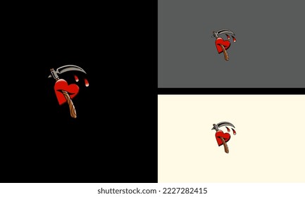 red heart and sword vector illustration mascot design