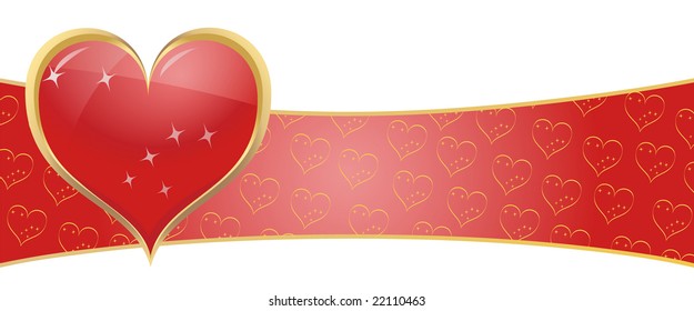 red heart symbol banner, vector illustration