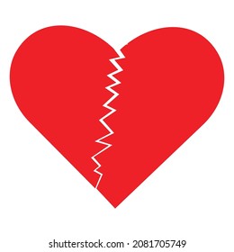 red heart symbol, broken heart vector illustration