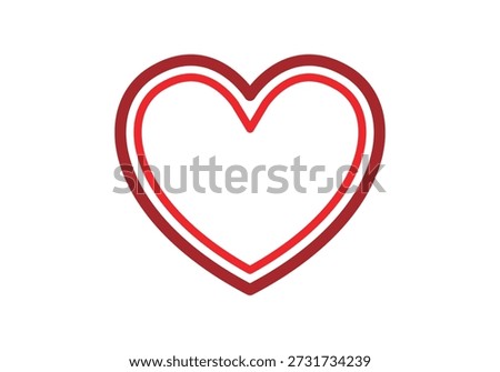 Red heart symbol with double outline