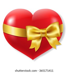 Red Heart Symbol With Gradient Mesh, Vector Illustration