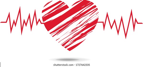 Red Heart Symbol Isolated White Background, Vector Illustration