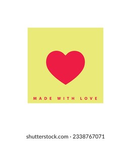Red heart symbol label - made with love