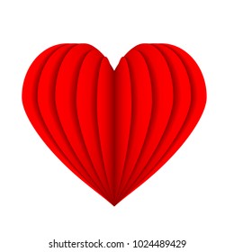 Red heart symbol love from paper, stock vector illustration
