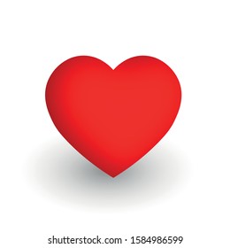 Red heart. Symbol of love and St Valentines Day. 3D vector illustration.