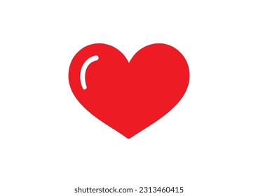 Red Heart. Symbol of Love and Valentine's Day. Flat Red Icon Isolated on White Background. Vector illustration.