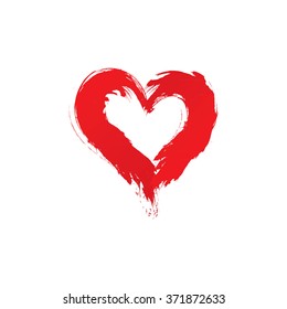 red heart symbol made with brush