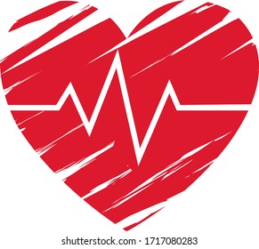 Red Heart Symbol Set Isolated White Background, Vector Illustration