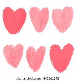Red Heart Symbol shape water color shape in vector illustrations set 6 shape