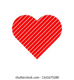 Red heart symbol vector on white background.