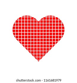 Red heart symbol vector on white background.