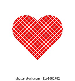 Red heart symbol vector on white background.
