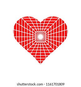 Red heart symbol vector on white background.