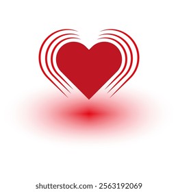 Red heart symbol. Vibrating love shape. Romantic glowing design. Minimal passion icon.