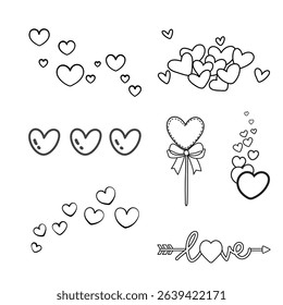 Red heart symbols representing love, romance, or Valentine’s Day. Editable vector icons with artistic heart designs.
