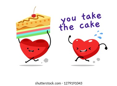 a red heart take the cake. Vector Illustration