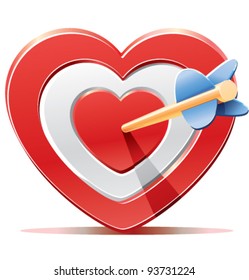Red heart target aim with arrow vector illustration