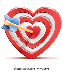 Red heart target aim with arrow vector illustration