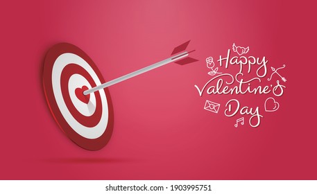 The red heart of the target in archery.vector symbols of love, happy women, mother, Valentine's day, birthday card design. 