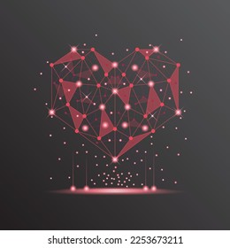 red heart technology valentine background abstract  technology and line  digital  heart  dot  hi  tech  valentine concept  vector  heart technological for valentine day  background  web banner 