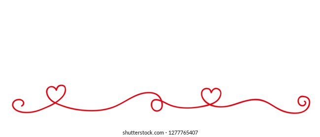 Red Heart Tendril Border Isolated On Stock Vector (Royalty Free ...