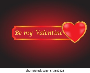 Red heart and the text be my Valentin