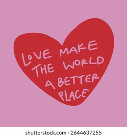 red heart and text illustration for background.
