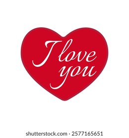 A red heart with the text I love you. Vector illustration