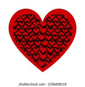Red heart with texture. Red  for greeting card, can be used as template for Valentine's day, wedding, etc