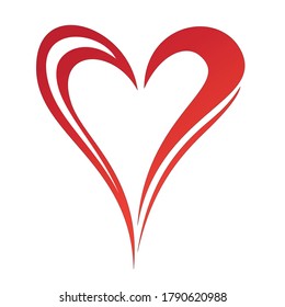 Red heart with thick lines and white space