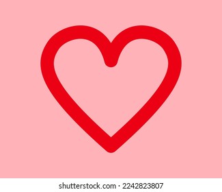 Red Heart Thick Outline Pink Background