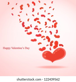 Red heart with title and flying small hearts
