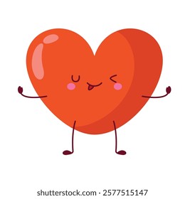 Red Heart tongue out expressions in cartoon style Illustration