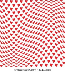 red heart transformed pattern on white