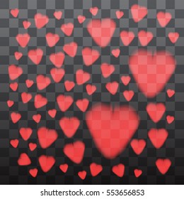 red heart transparent graphic template. vector illustration  for your designs: poster,print, invitation, greeting card.