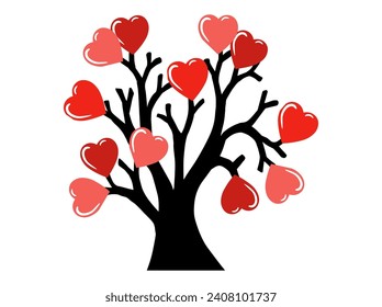 Fondo de San Valentín del árbol del corazón rojo