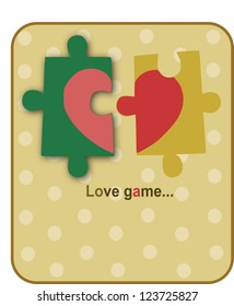 Red heart in two piece - valentine puzzles